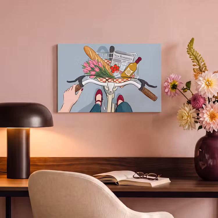 Canvas schilderij - Fiets - Picknick - Zomer - Illustratie — 3