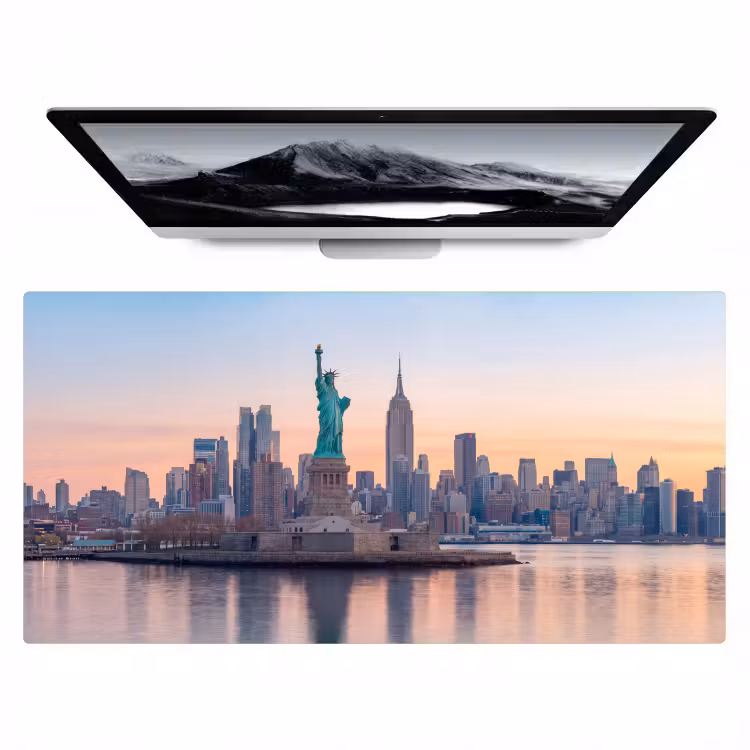 Bureau onderlegger - Vrijheidsbeeld - New York - Zonsopgang - Stad - Architectuur — 1