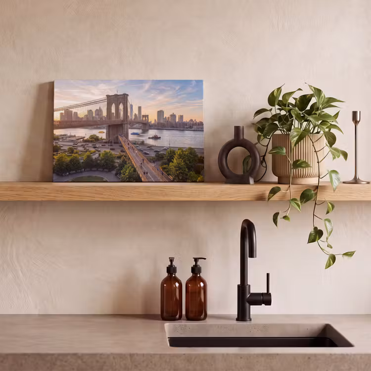Canvas schilderij - Brug - Rivier - Stad - Zonsondergang - Architectuur — 2