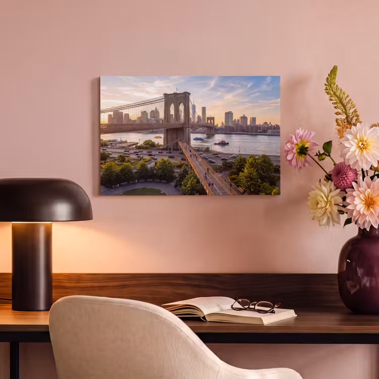 Canvas schilderij - Brug - Rivier - Stad - Zonsondergang - Architectuur — 3