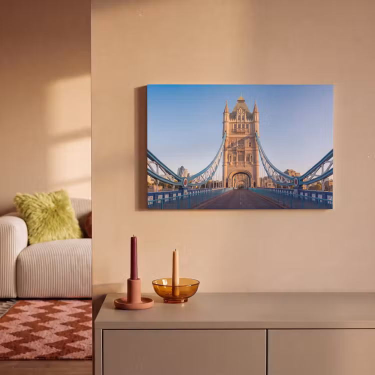 Canvas schilderij - Brug - Toren - Architectuur - Klassiek - Blauw — 1