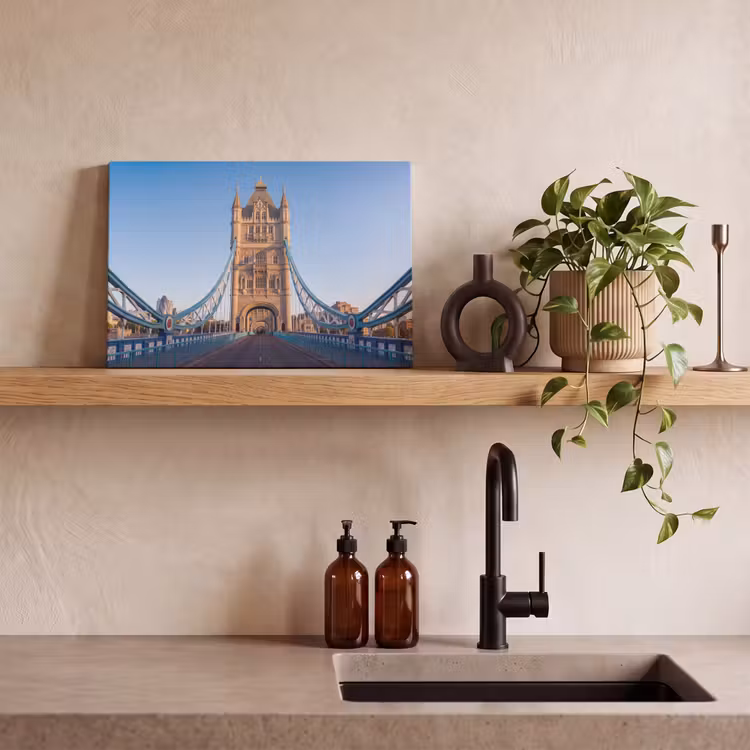 Canvas schilderij - Brug - Toren - Architectuur - Klassiek - Blauw — 2