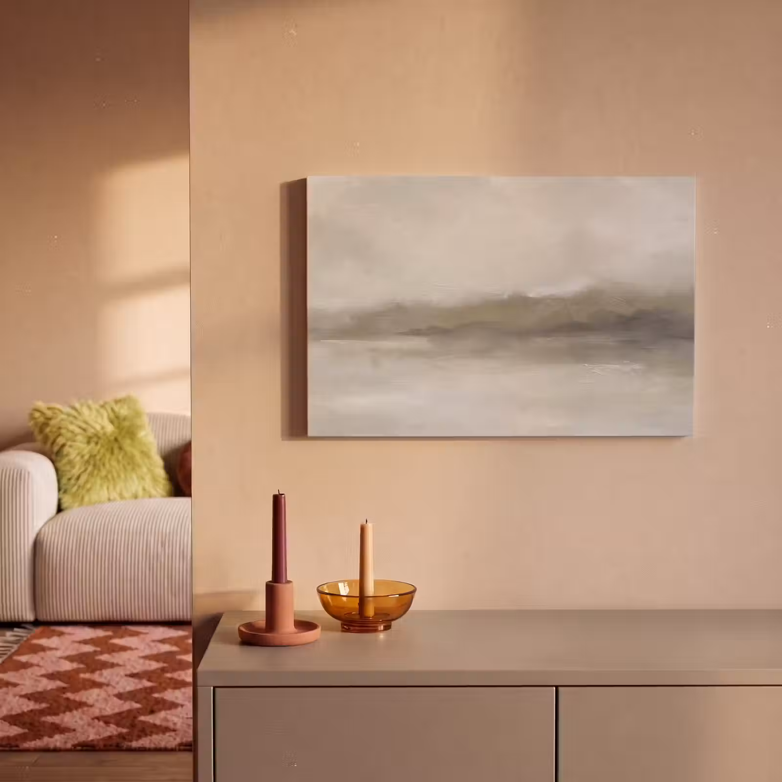 Canvas schilderij - Abstract - Landschap - Nevel - Modern - Grijs — 1