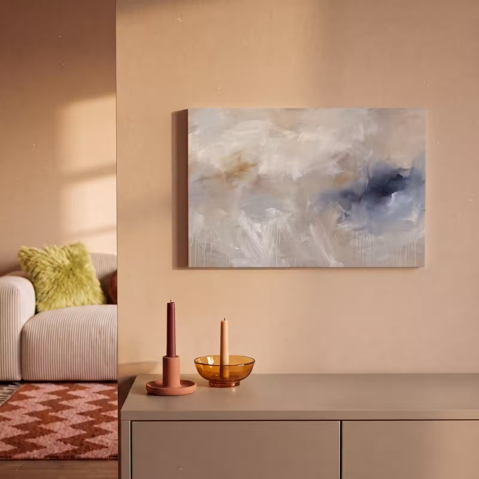 Canvas schilderij - Abstract - Wolken - Sfeer - Modern - Beige — 1
