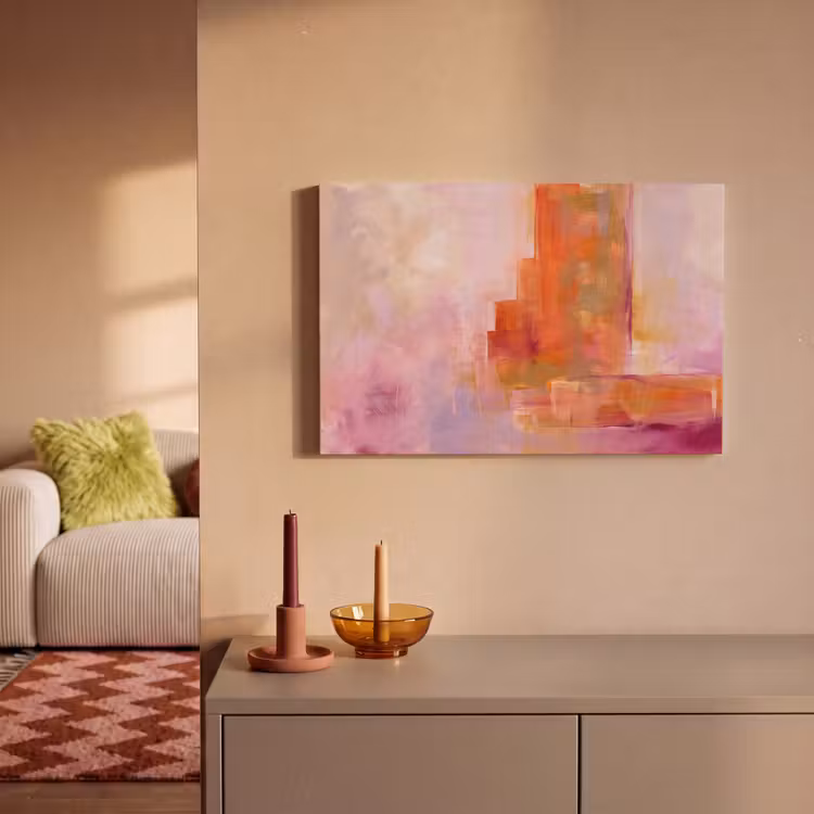 Canvas schilderij - Abstract - Borstelstreken - Kunst - Paars - Goud — 1