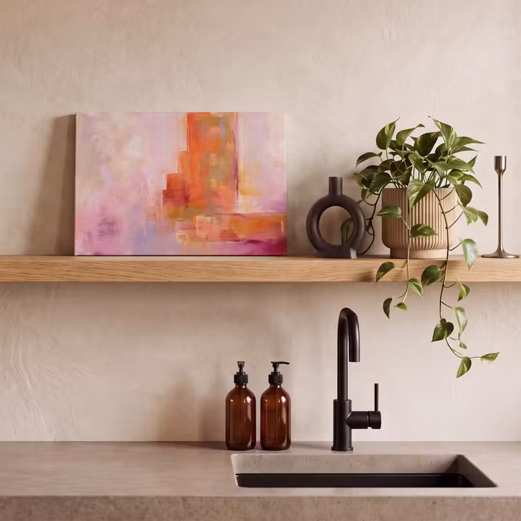 Canvas schilderij - Abstract - Borstelstreken - Kunst - Paars - Goud — 2
