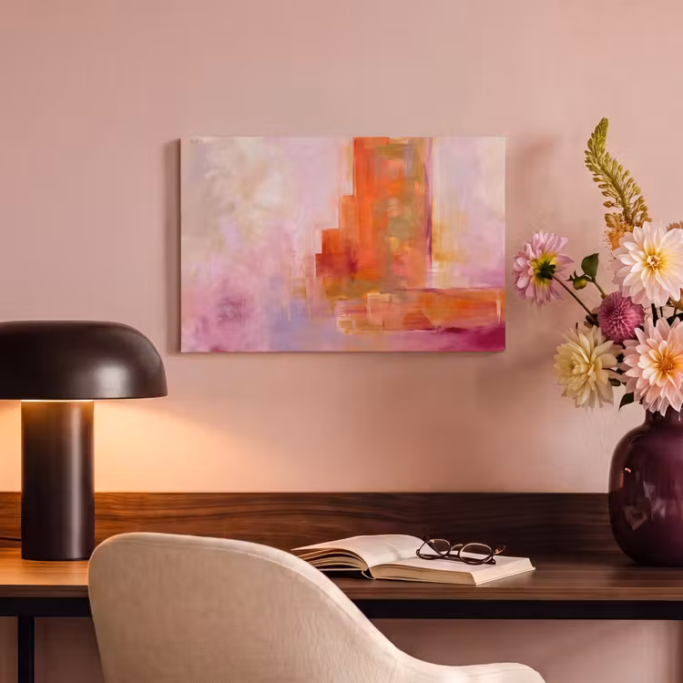 Canvas schilderij - Abstract - Borstelstreken - Kunst - Paars - Goud — 3