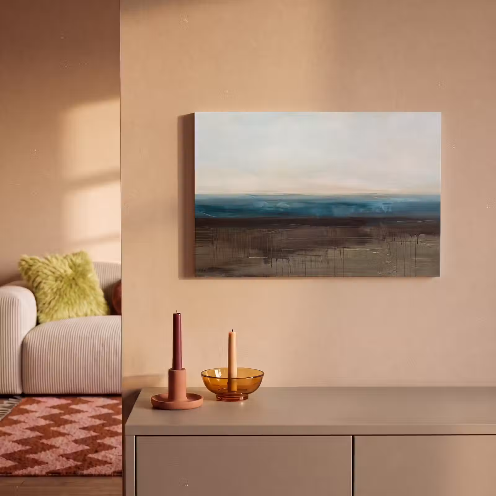 Canvas schilderij - Abstract - Landschap - Horizon - Blauw - Modern — 1