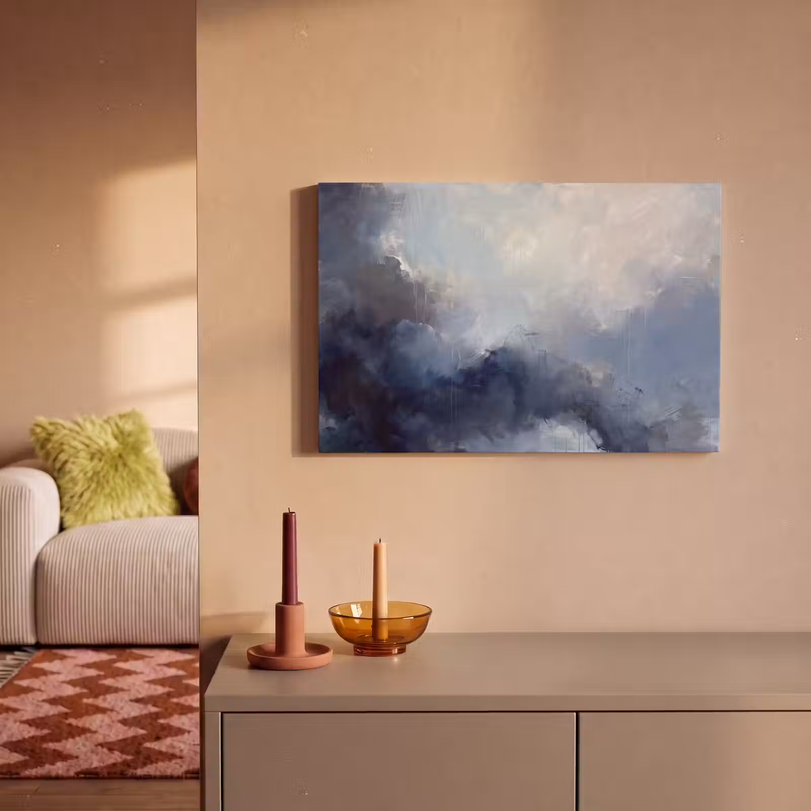 Canvas schilderij - Abstract - Wolken - Modern - Blauw - Kunst — 1