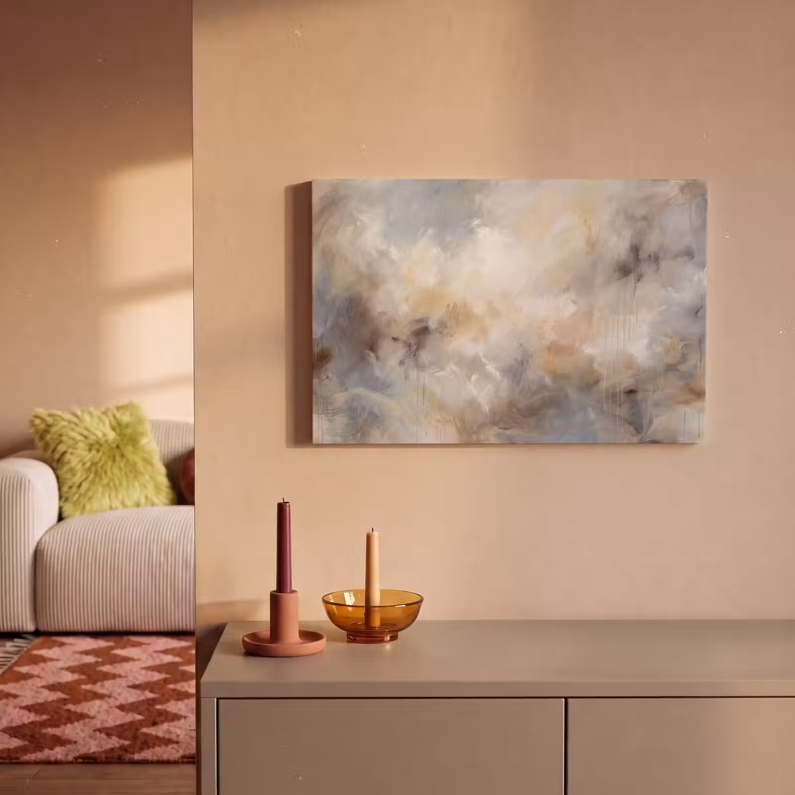 Canvas schilderij - Abstract - Wolken - Sfeervol - Beige - Grijs — 1