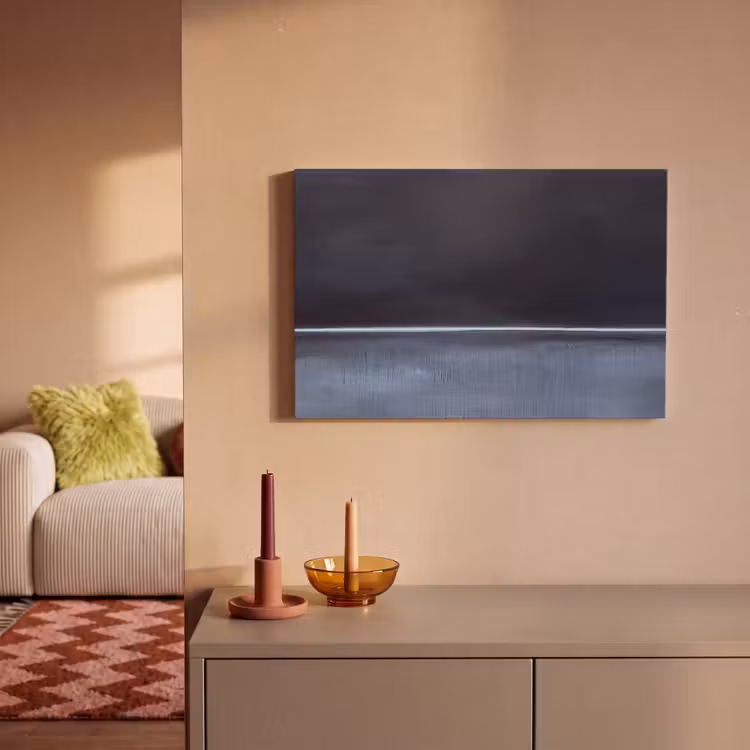 Canvas schilderij - Abstract - Horizontale lijn - Minimalistisch - Donkerblauw - Kunst — 1