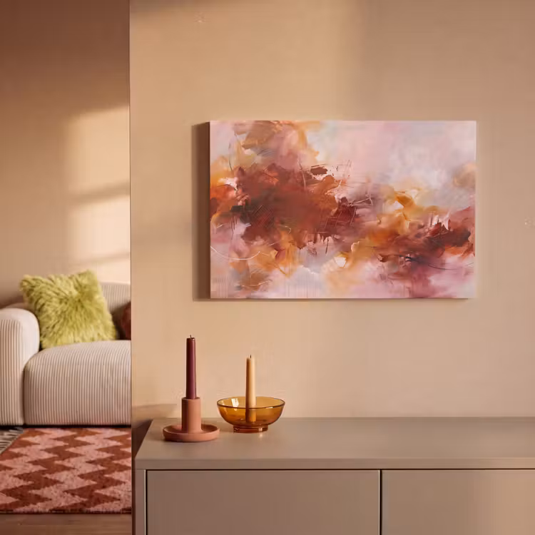 Canvas schilderij - Abstract - Kleurrijk - Kunst - Modern - Roze-Rood — 1