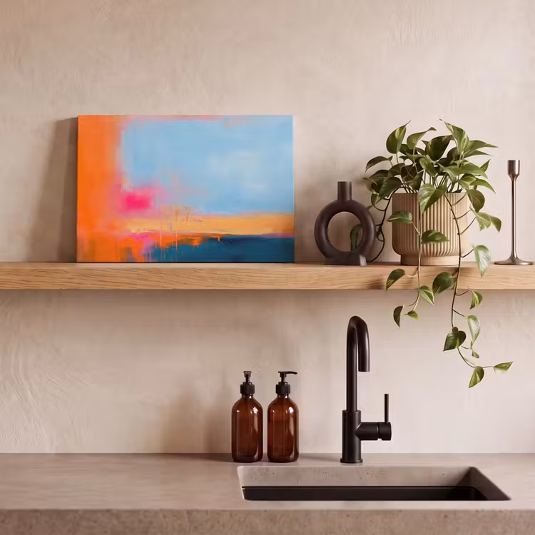 Canvas schilderij - Abstract - Kleurvlakken - Modern - Oranje - Blauw — 2