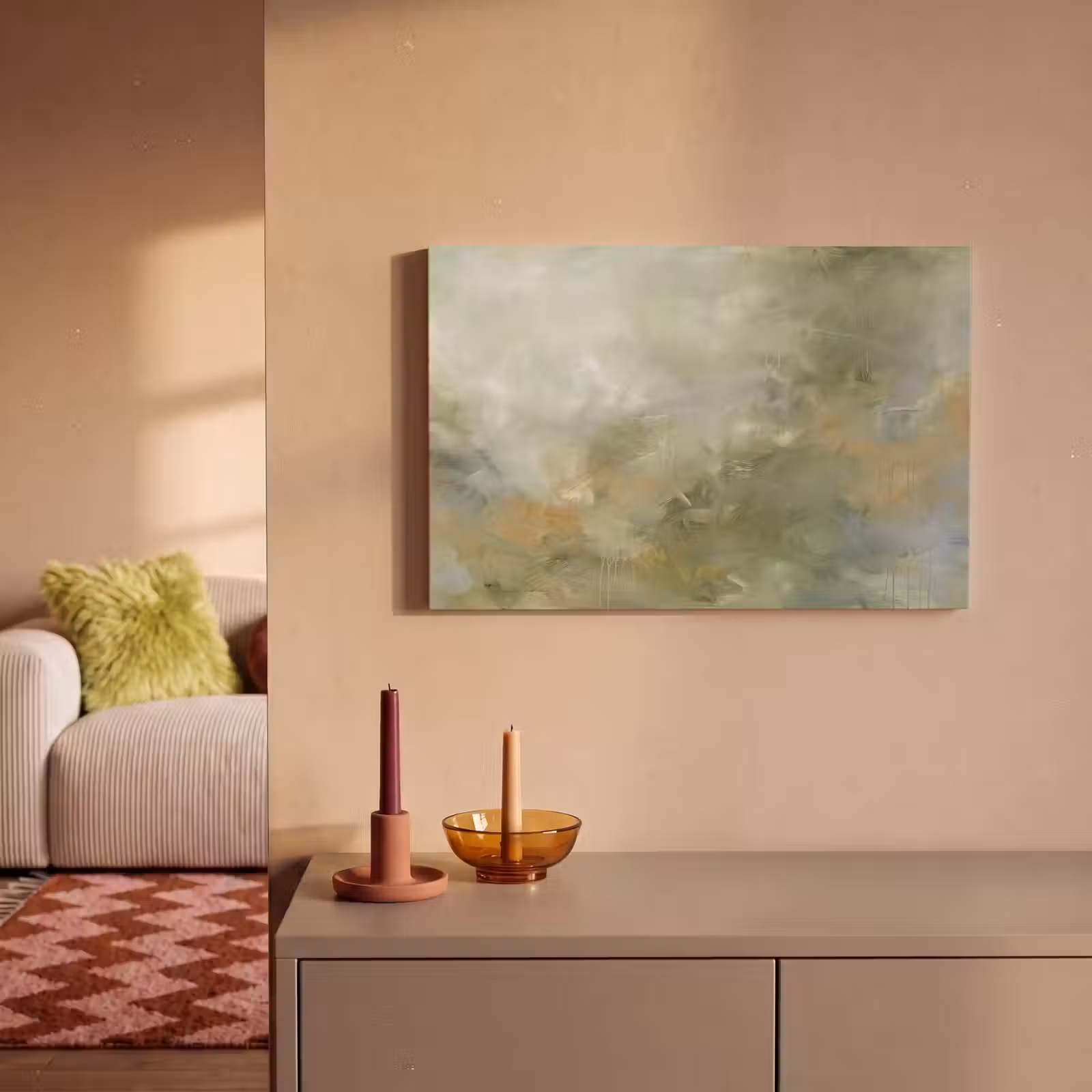 Canvas schilderij - Abstract - Groen - Beige - Modern - Kunst — 1