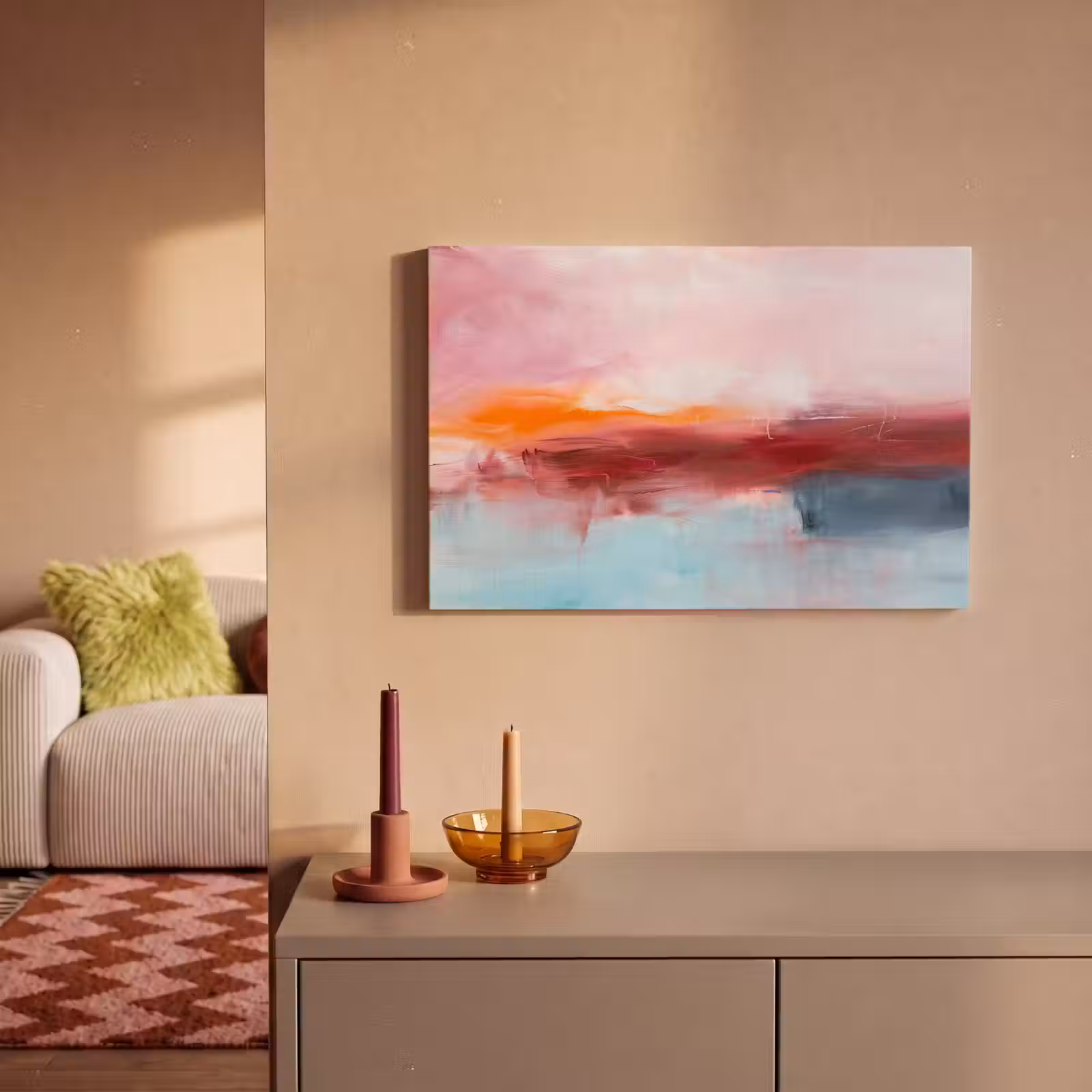 Canvas schilderij - Abstract - Kleuren - Modern - Kunst - Roze — 1