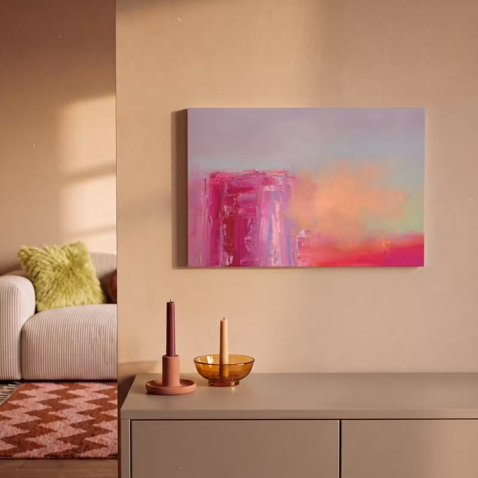 Canvas schilderij - Abstract - Kleuren - Modern - Roze — 1