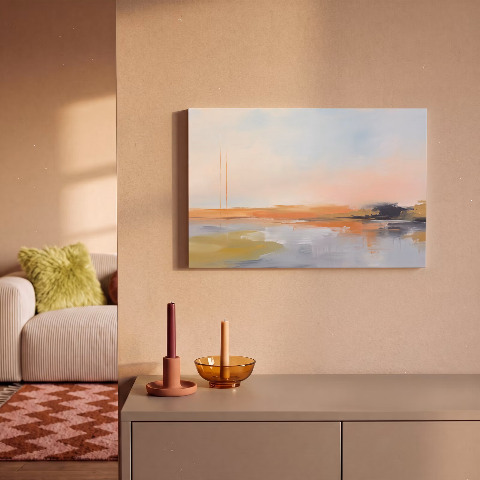 Canvas schilderij - Abstract - Landschap - Horizon - Modern - Kleurrijk — 1