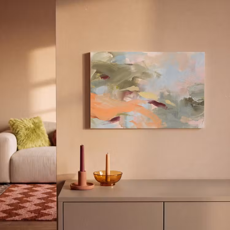 Canvas schilderij - Abstract - Borstelstreken - Kunst - Modern - Pastel — 1