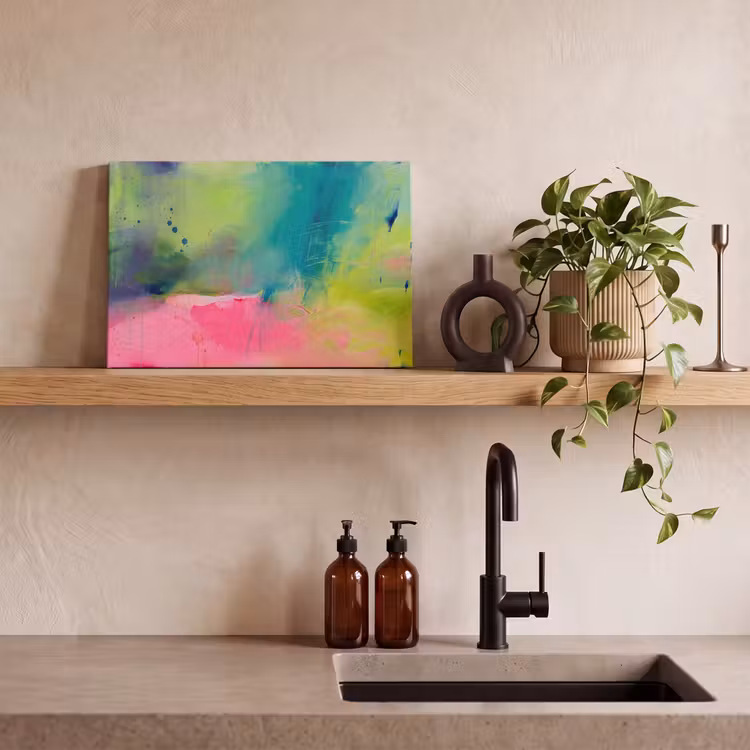 Canvas schilderij - Abstract - Kleuren - Modern - Groen - Roze — 2