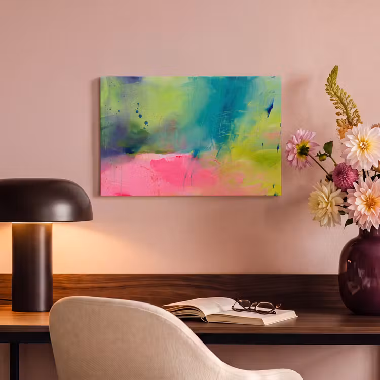 Canvas schilderij - Abstract - Kleuren - Modern - Groen - Roze — 3