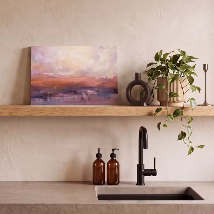 Canvas schilderij - Abstract - Landschap - Modern - Paars - Oranje — 2
