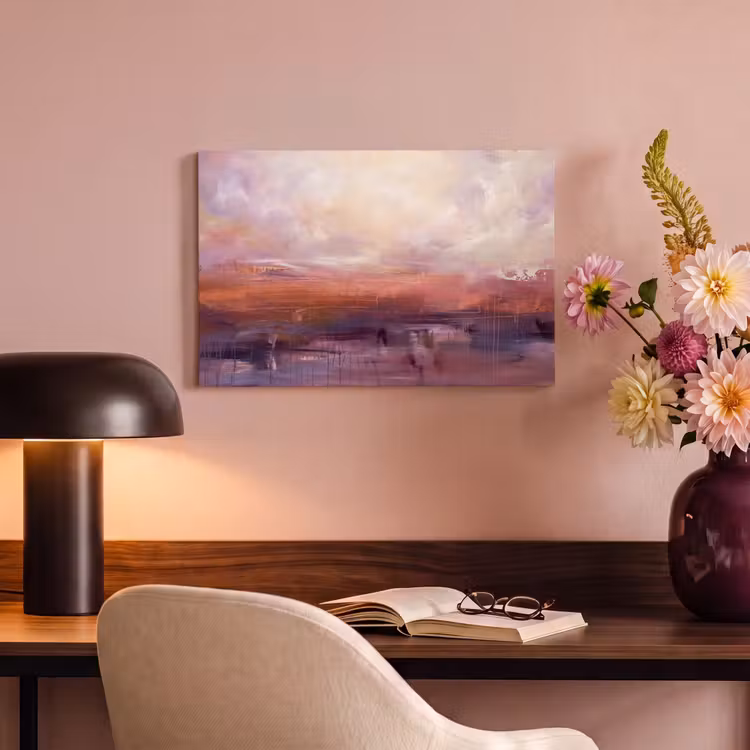 Canvas schilderij - Abstract - Landschap - Modern - Paars - Oranje — 3
