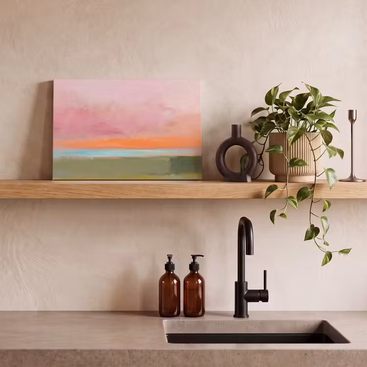 Canvas schilderij - Abstract - Landschap - Modern - Roze - Oranje — 2
