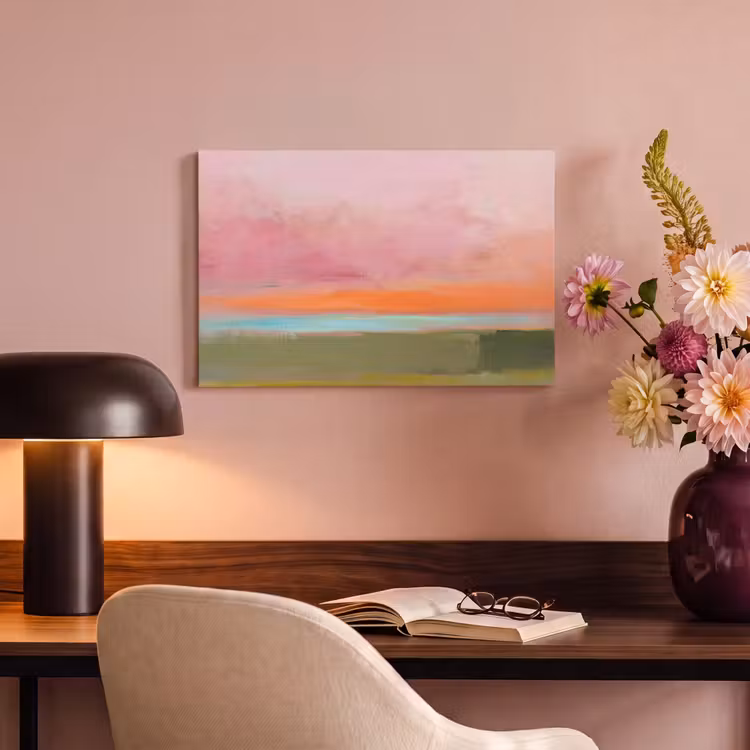 Canvas schilderij - Abstract - Landschap - Modern - Roze - Oranje — 3