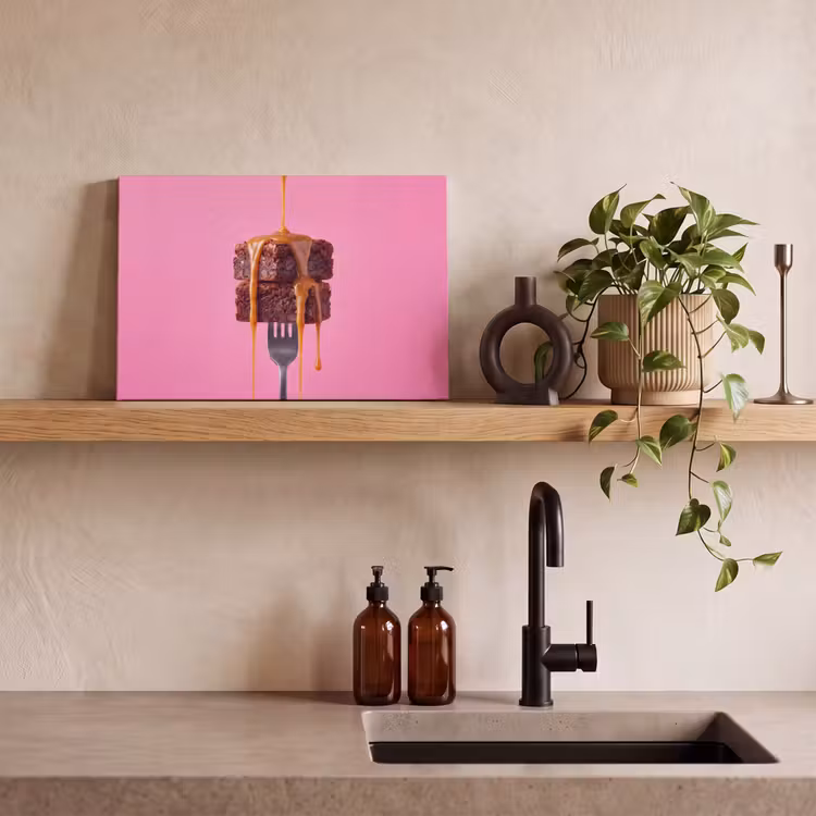 Canvas schilderij - Brownie - Karamel - Eten — 2