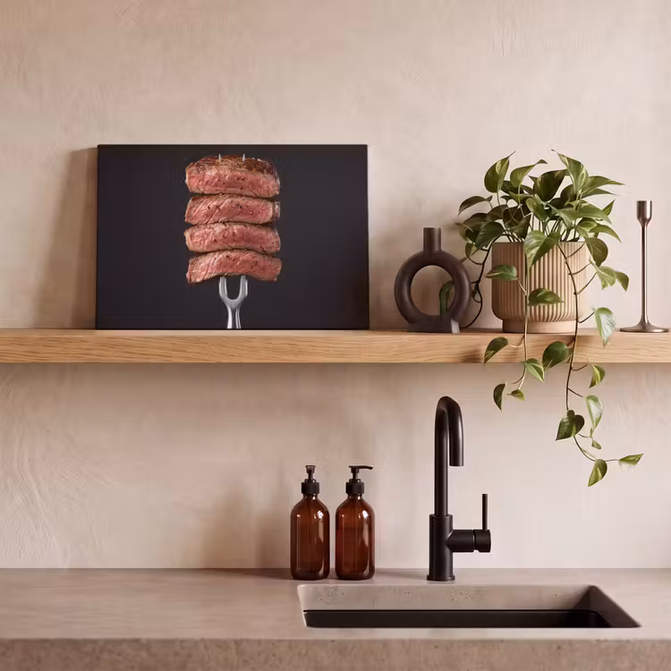 Canvas schilderij - Eten - Rosé - Vork — 2