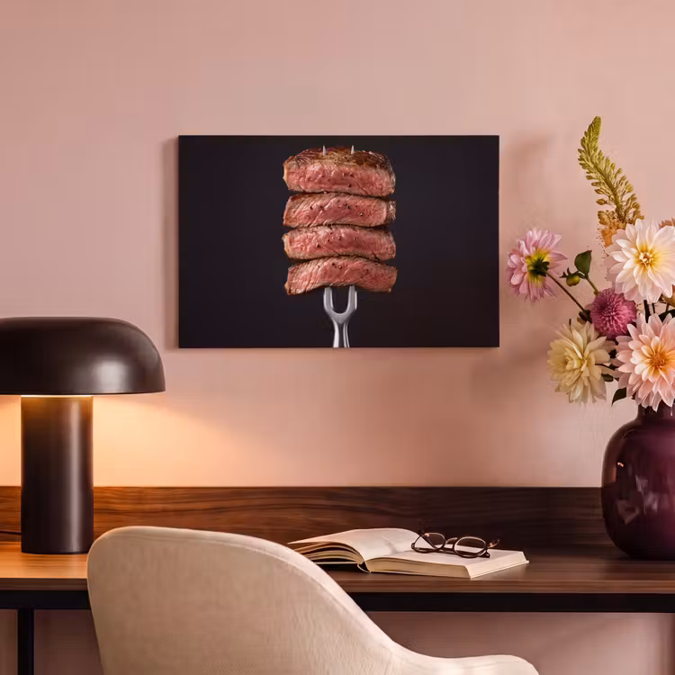 Canvas schilderij - Eten - Rosé - Vork — 3