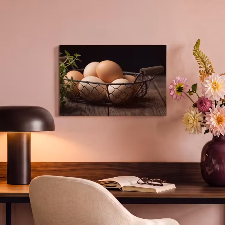 Canvas schilderij - Eieren - Mand - Eten — 3