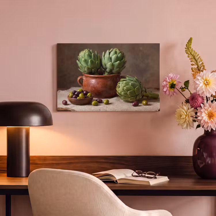 Canvas schilderij - Artisjokken - Olijven - Eten — 3