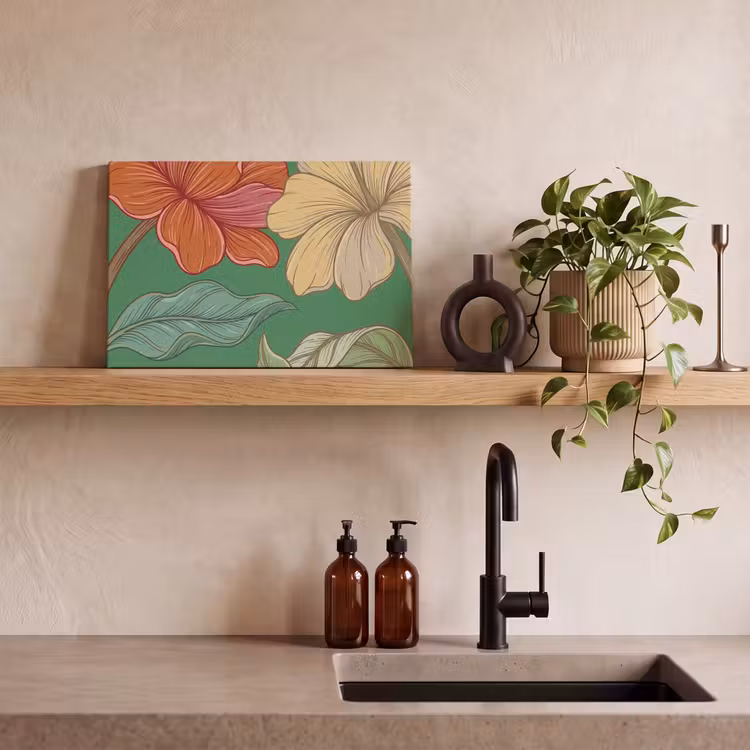 Canvas schilderij - Bloemen - Groen - Illustratie — 2