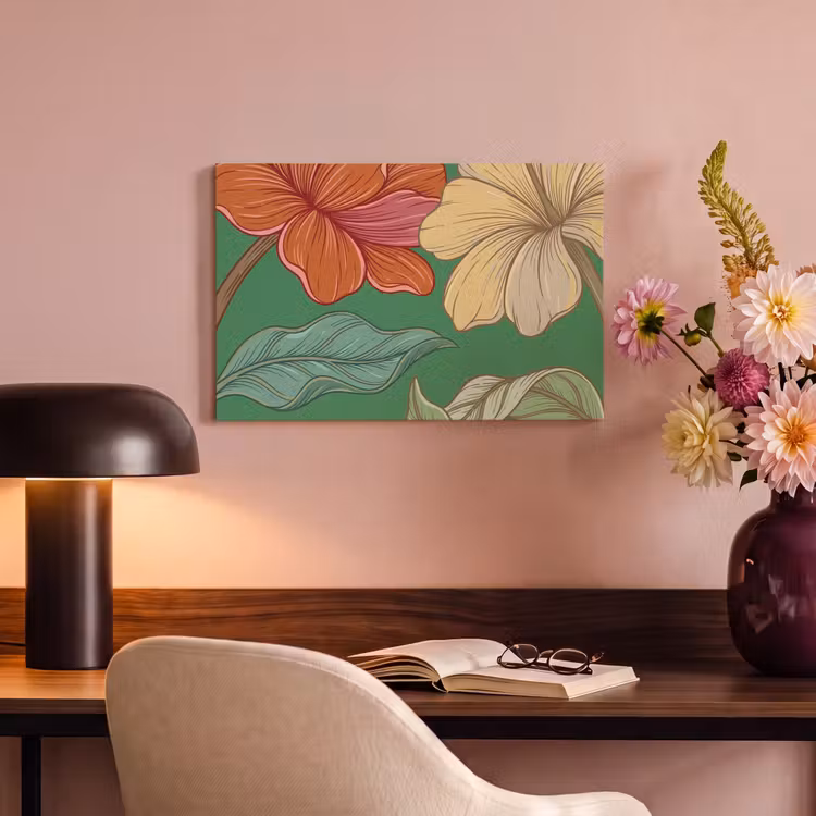 Canvas schilderij - Bloemen - Groen - Illustratie — 3