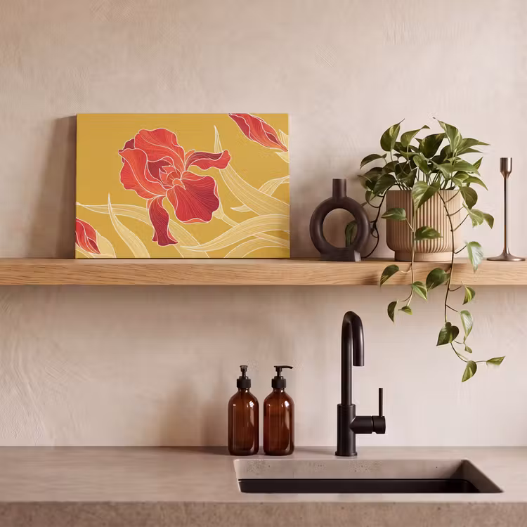 Canvas schilderij - Bloemen - Illustratie - Rood — 2