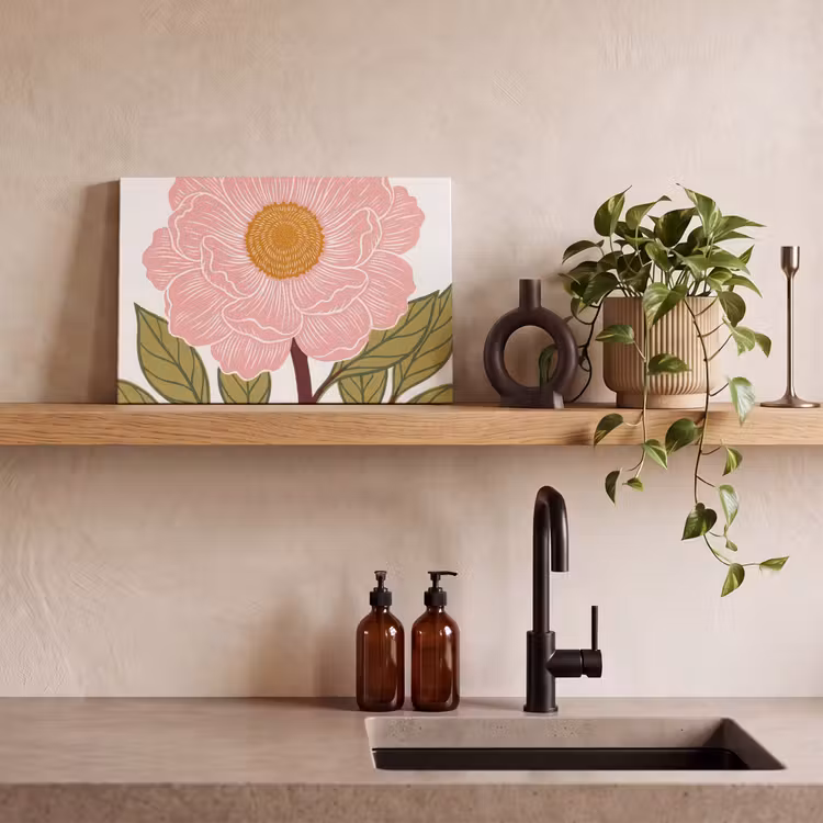 Canvas schilderij - Bloemen - Roze - Illustratie — 2