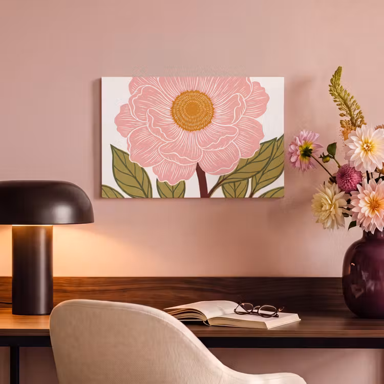 Canvas schilderij - Bloemen - Roze - Illustratie — 3