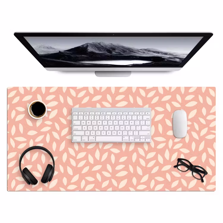 Bureau onderlegger - Roze - Bladeren - Speels - Patroon — 4