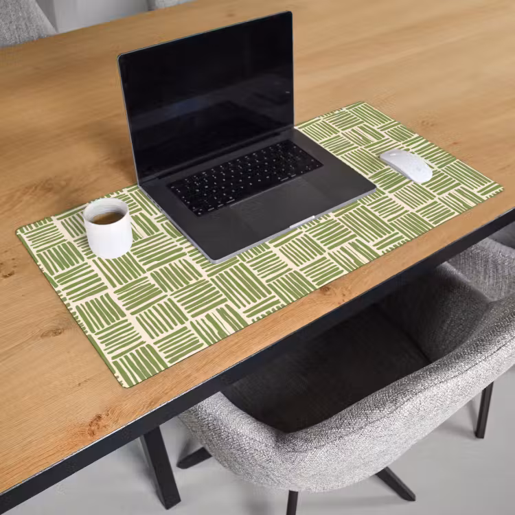 Bureau onderlegger - Saliegroen - Blokken - Handgetekend - Patroon — 3