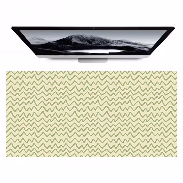 Bureau onderlegger - Saliegroen - Zigzag - Handgetekend - Patroon — 1