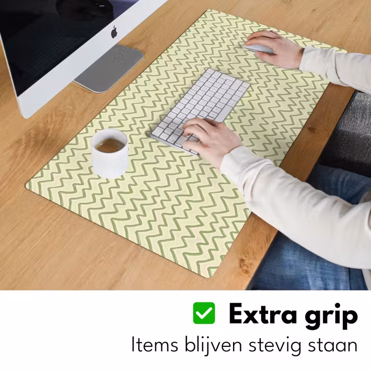 Bureau onderlegger - Saliegroen - Zigzag - Handgetekend - Patroon — 6