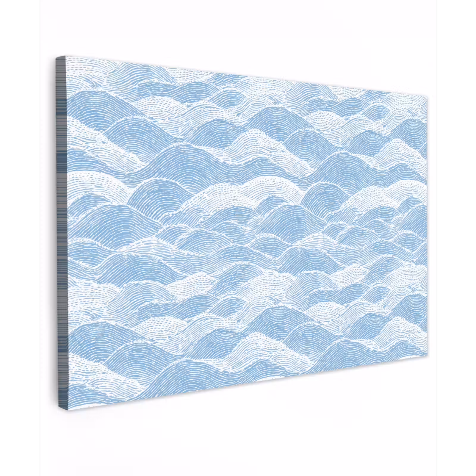 Canvas schilderij - Blauw - Wit - Golven - Getekend — 1