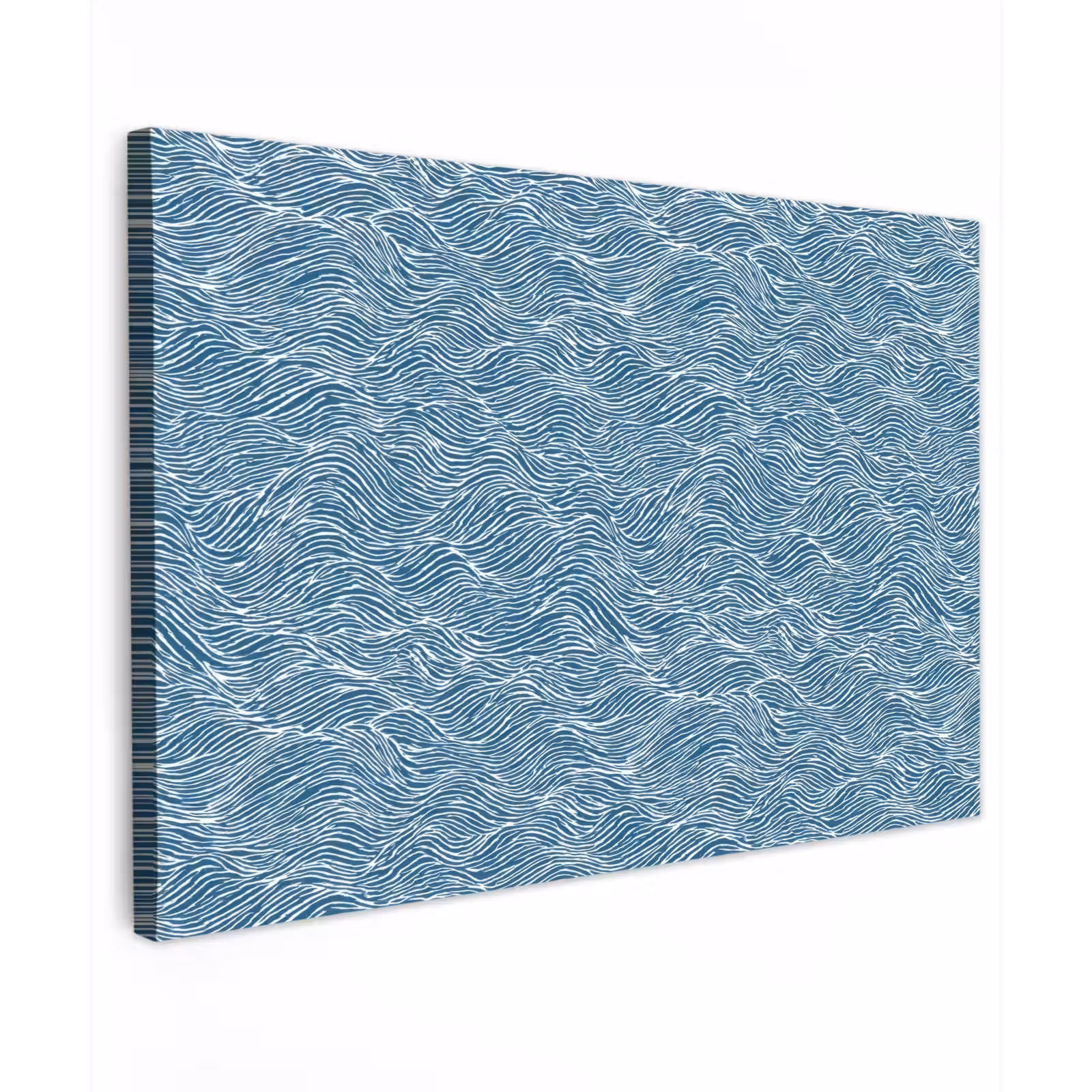 Canvas schilderij - Blauw - Wit - Golven - Getekend - Textuur — 1