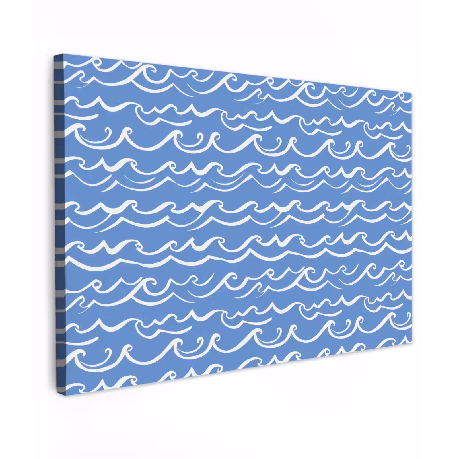 Canvas schilderij - Blauw - Wit - Simpel - Getekend - Golven — 1