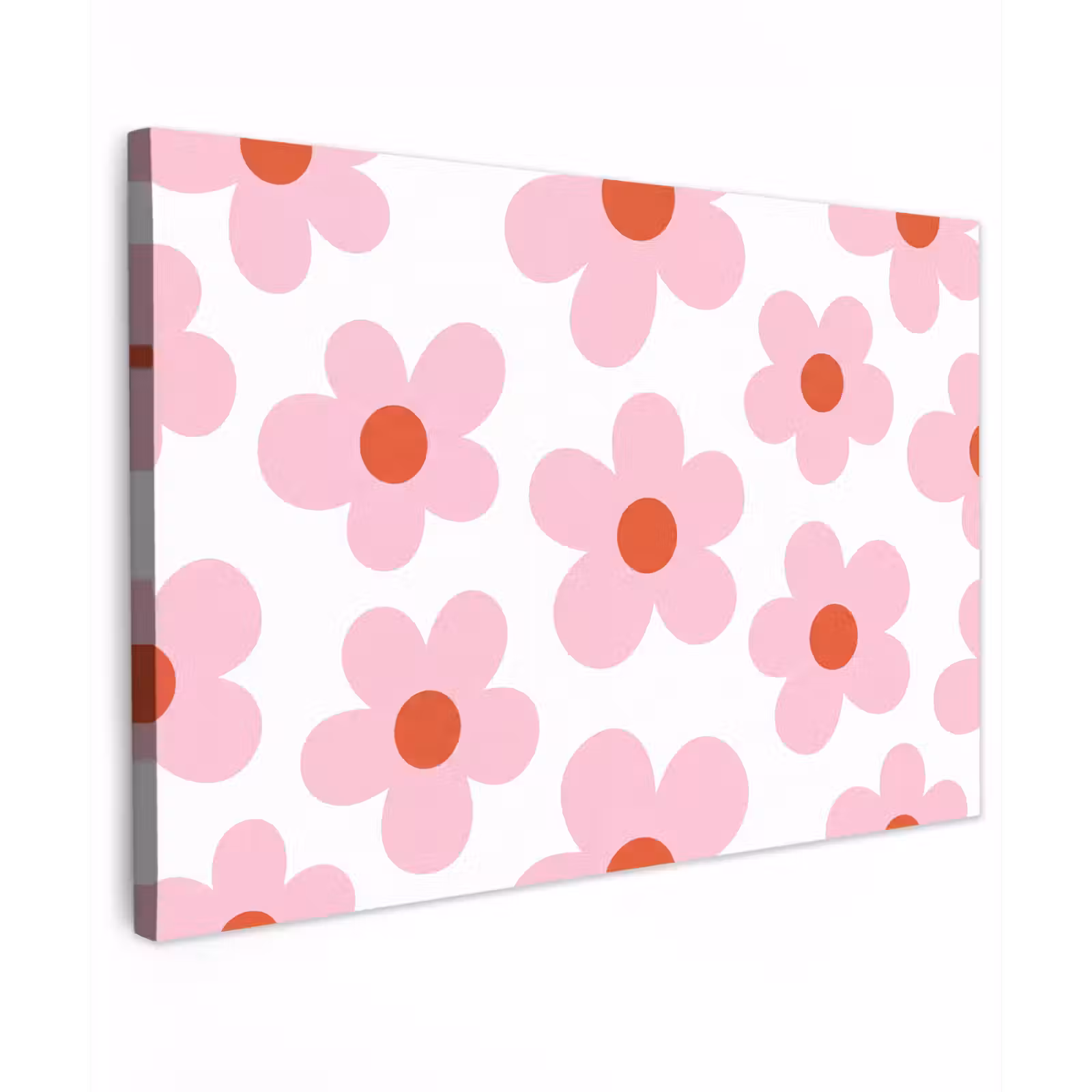 Canvas schilderij - Bloemen - Patroon - Modern - Roze - Wit — 1