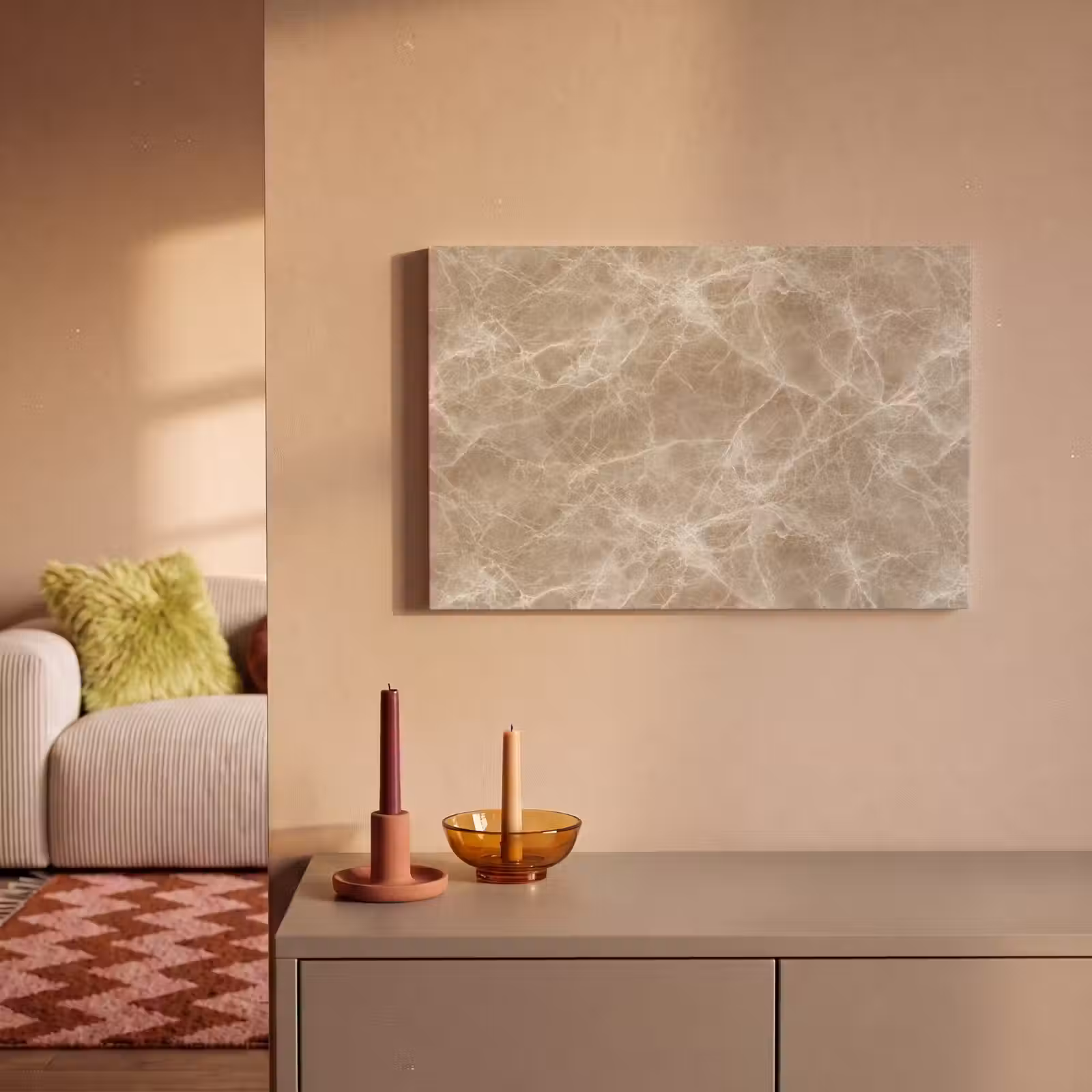 Canvas schilderij - Bruin - Kristaladers - Marmer — 1
