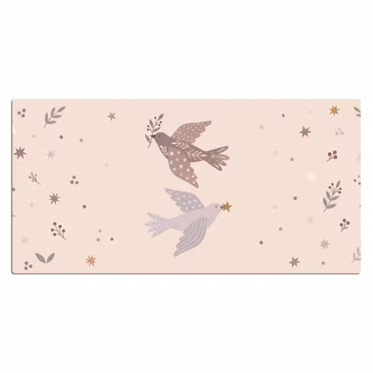 Bureau onderlegger - Vogel - Bessen - Natuur - Modern - Beige — 2