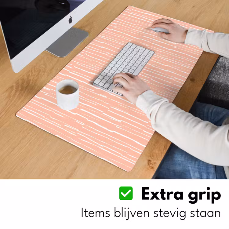 Bureau onderlegger - Zalmroze - Strepen - Handgetekend - Patroon — 6
