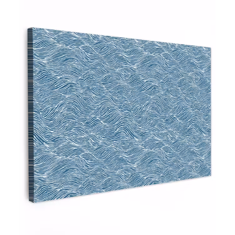 Canvas schilderij - Blauw - Wit - Golven - Getekend - Textuur — 1